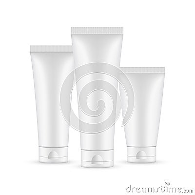 Plastic cosmetic tubes with various sizes Vector Illustration